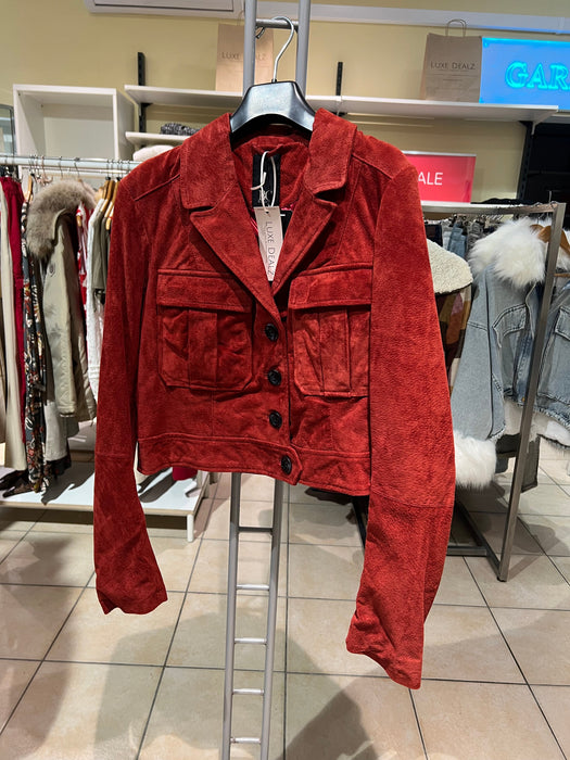 Marken Leder Jacke Rot