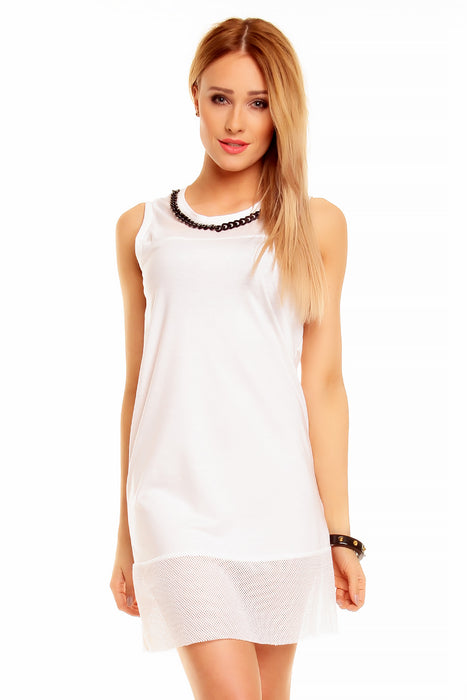 Sheath mini dress with chain white