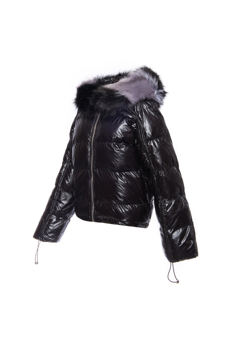 Winter jacket with real fur beige